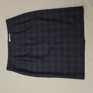 Pendleton Wool Pencil Skirt Midi Length Plaid Fully Lined Grey Blue Women's 14